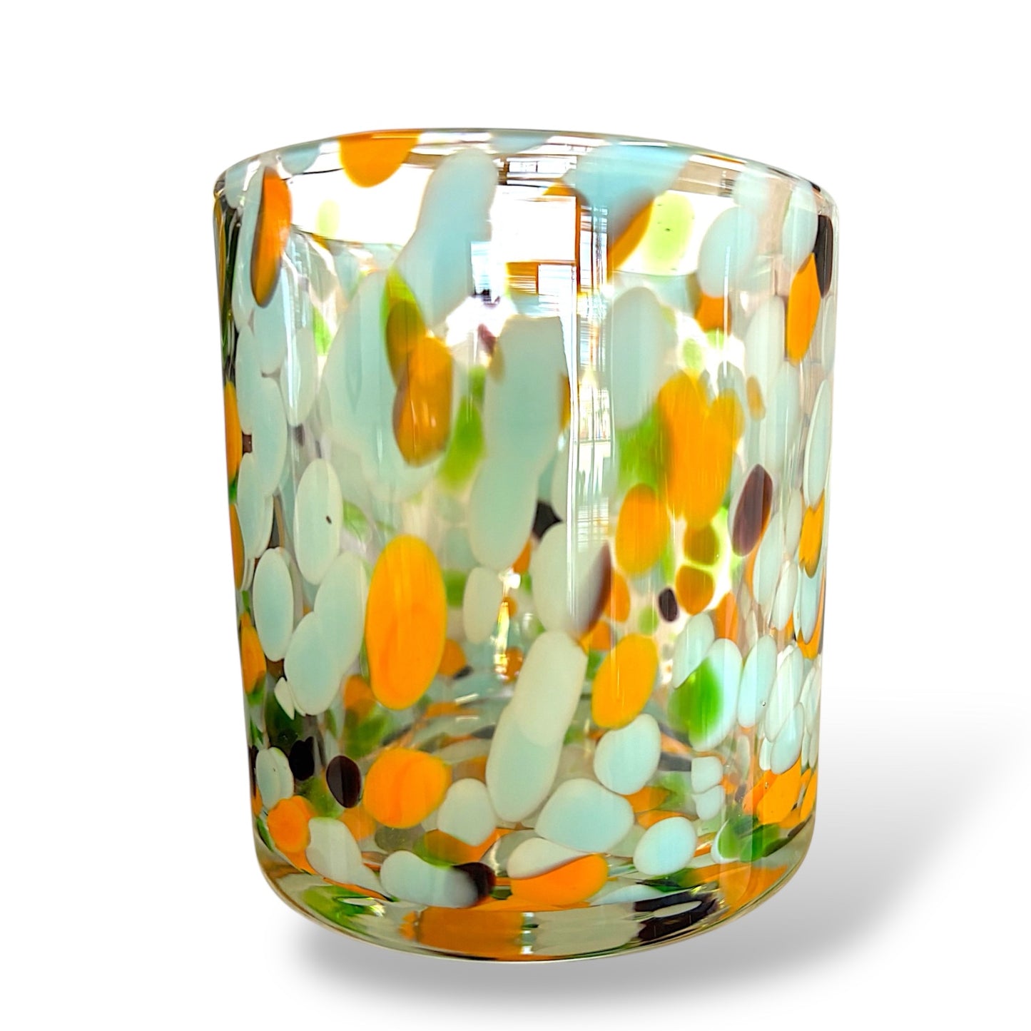 Stunning Large Hand-Blown Glass Candle Vase - (unfilled) Light Blue Aqua