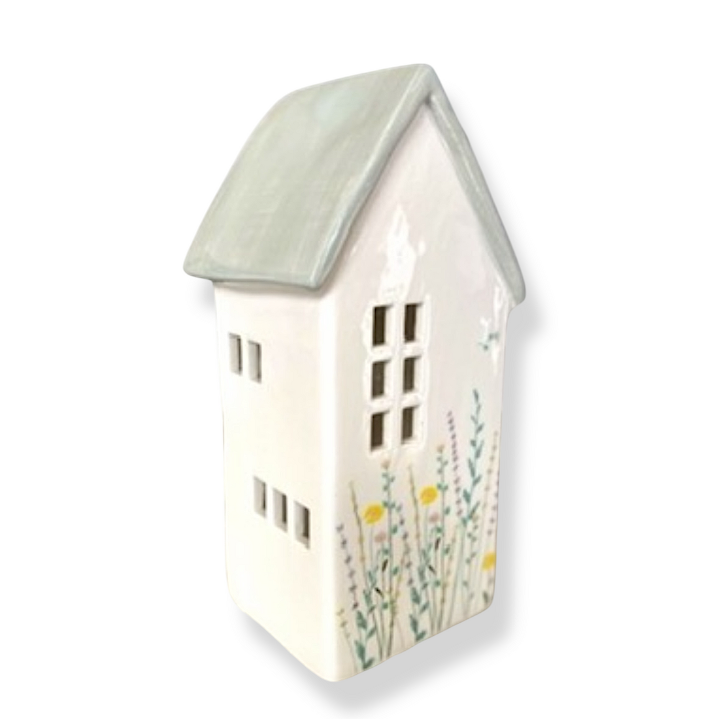 Large Tea Light Ceramic House - Slate