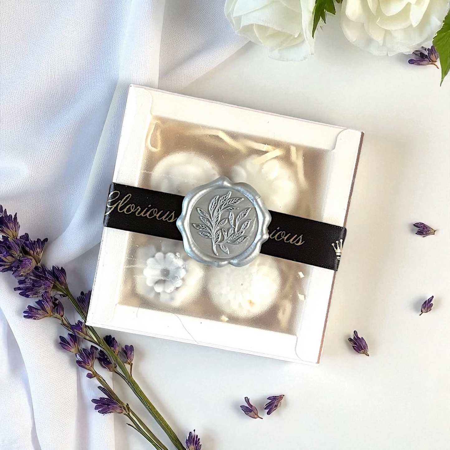 Spa Day 4 Lavender Wax Melts Gift Box With Botanicals
