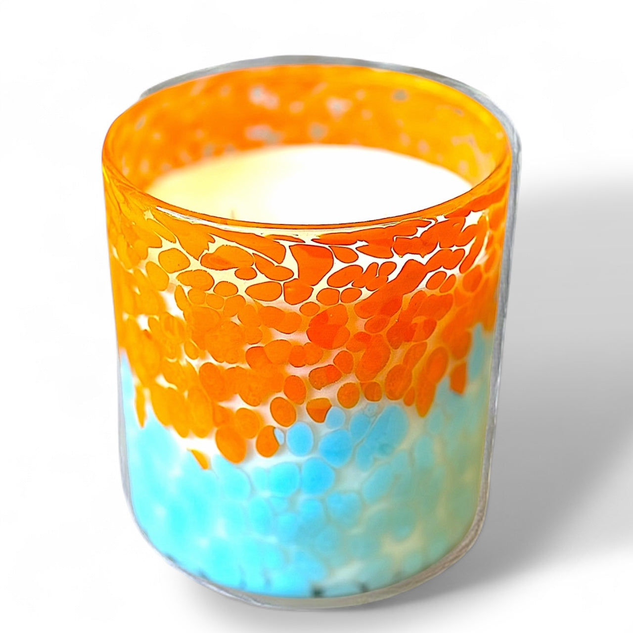 Stunning Large Hand-Blown Glass Candle Vase - (unfilled) Light Blue Aqua