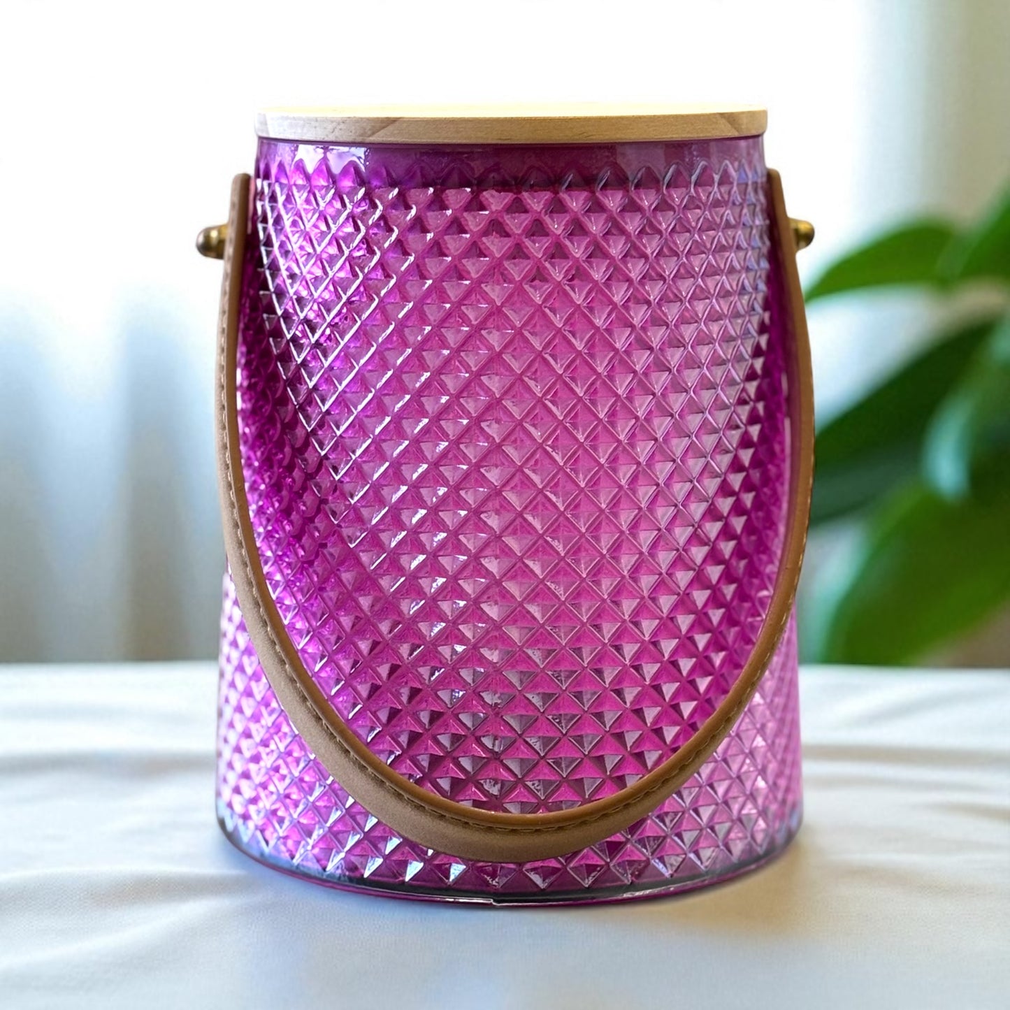 Decorative Outdoor Glass Candle Holder with Lid - Available in Multiple Colours.