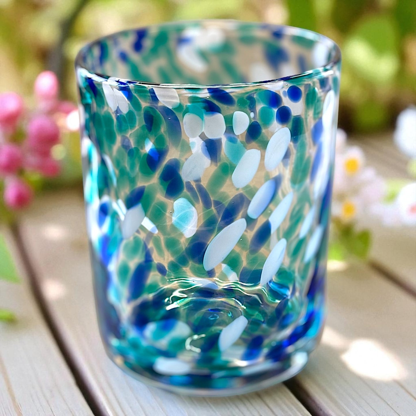 Stunning Large Hand-Blown Glass Candle Vase - (unfilled) Light Blue Aqua