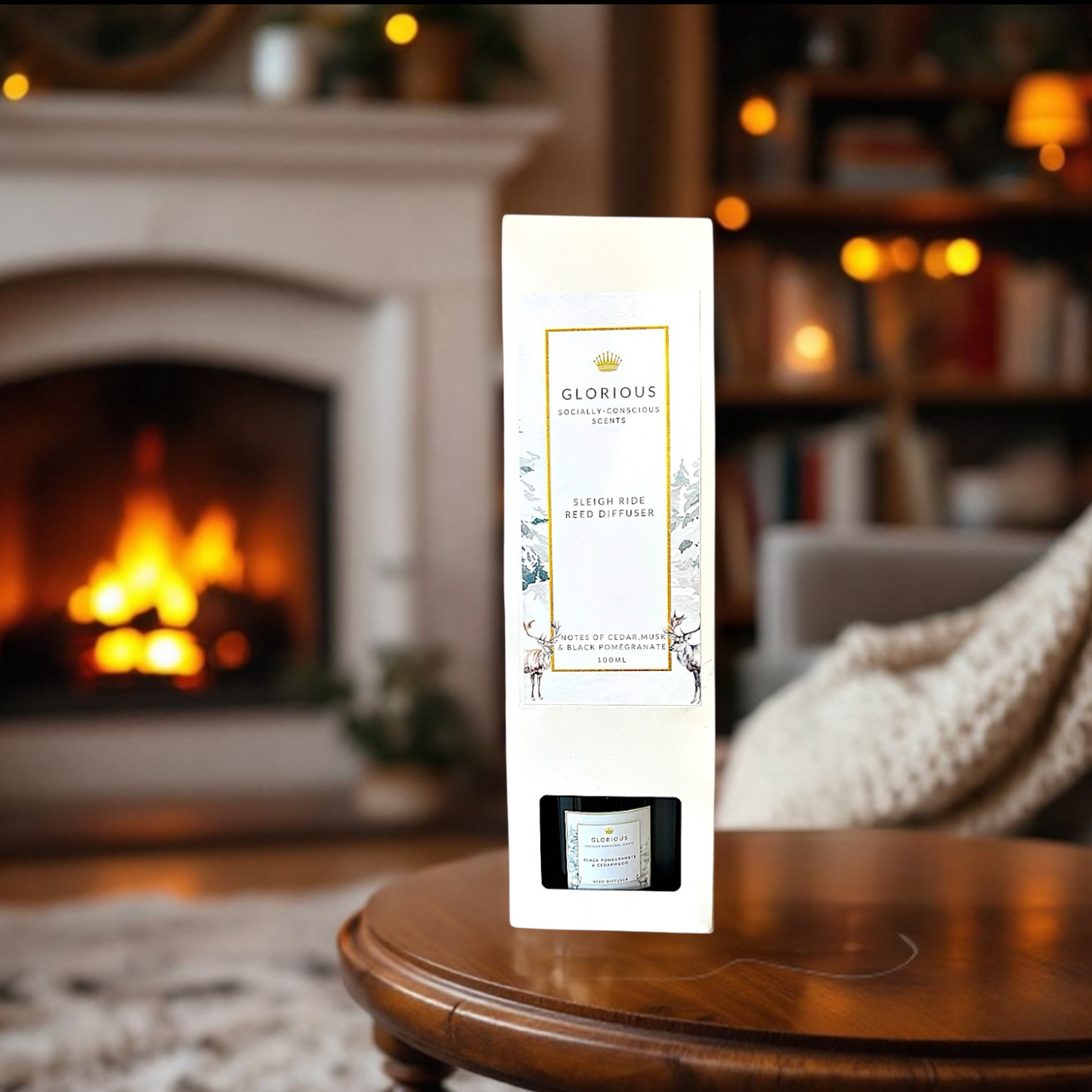 Sleigh Ride - Cedar, Musk, & Black Pomegranate Luxury Reed Diffuser