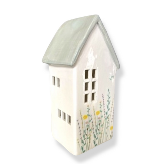 Large Tea Light Ceramic House - Slate