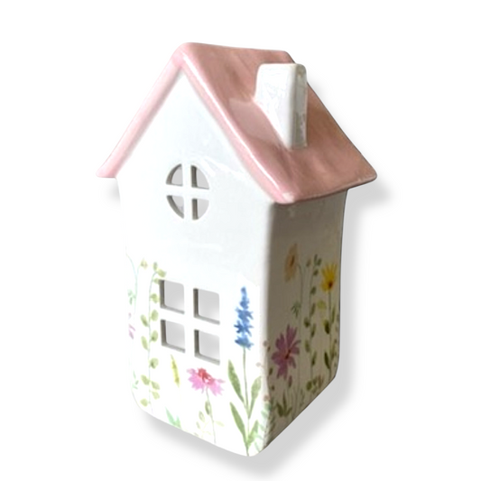Large Tealight Ceramic House - Pink