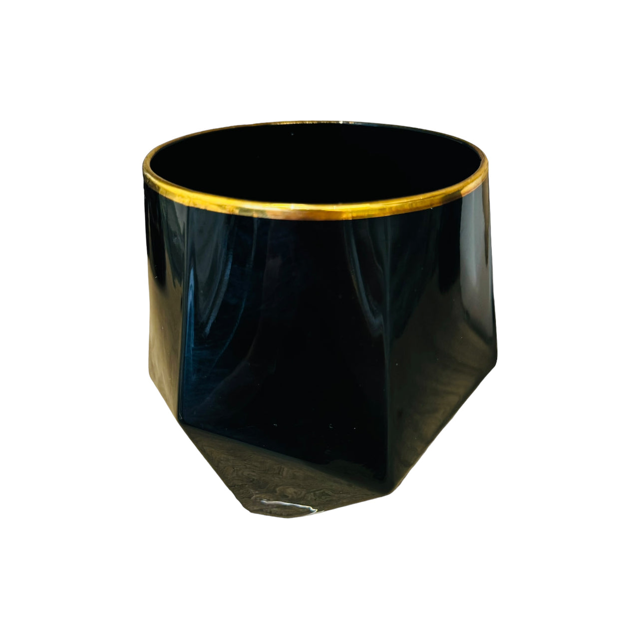 Black Luminiere Large Gloss Candle Glass