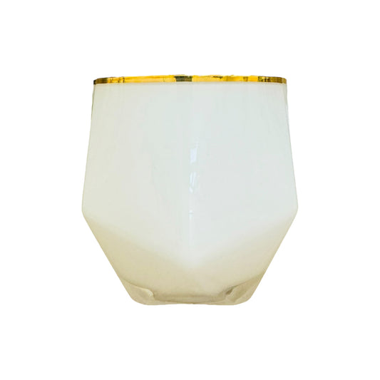 White Luminiere Large Gloss Candle Glass