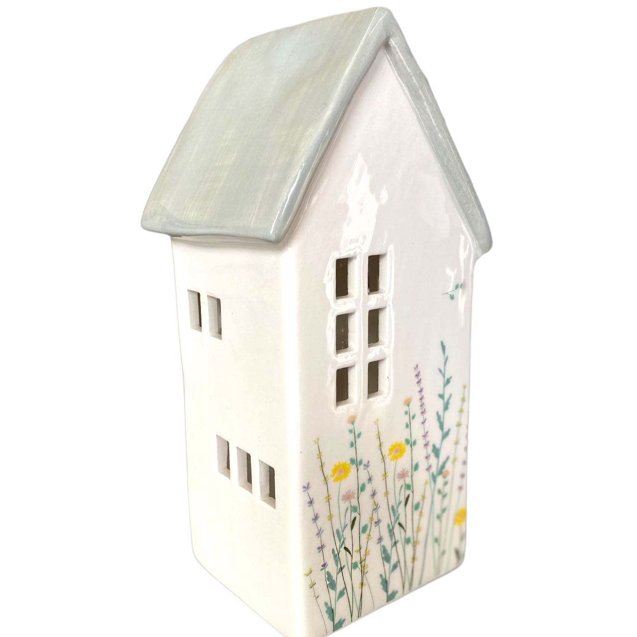 Large Tea Light Ceramic House - Slate