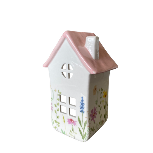 Large Tealight Ceramic House - Pink