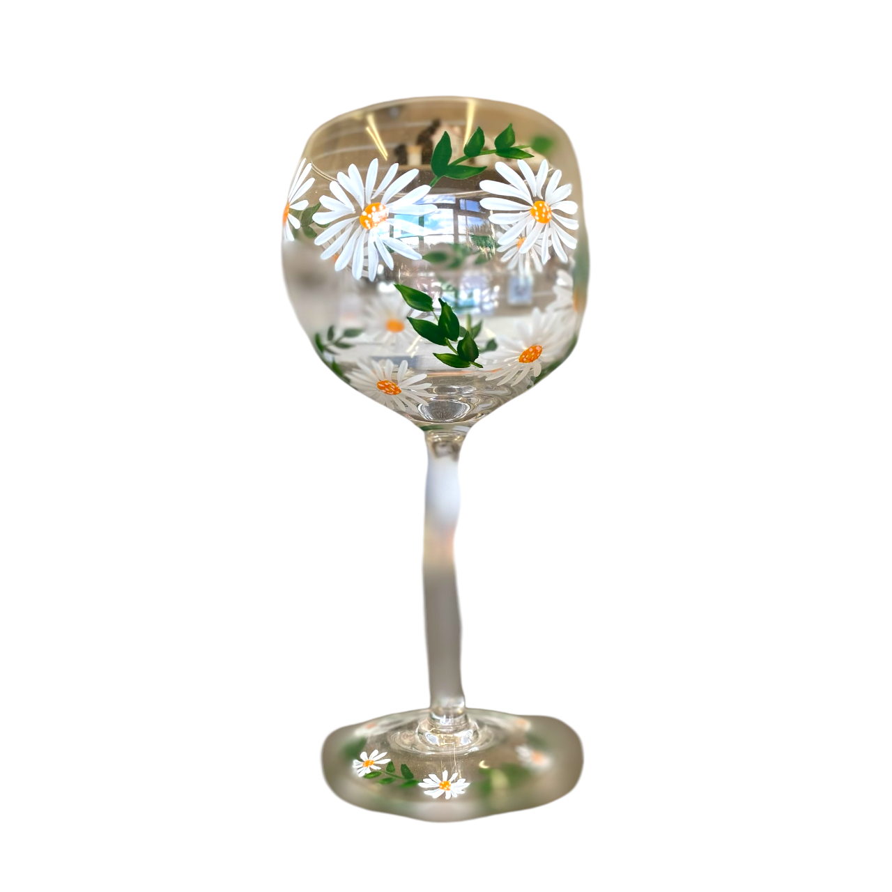 Hand Painted Goblet - White Daisy