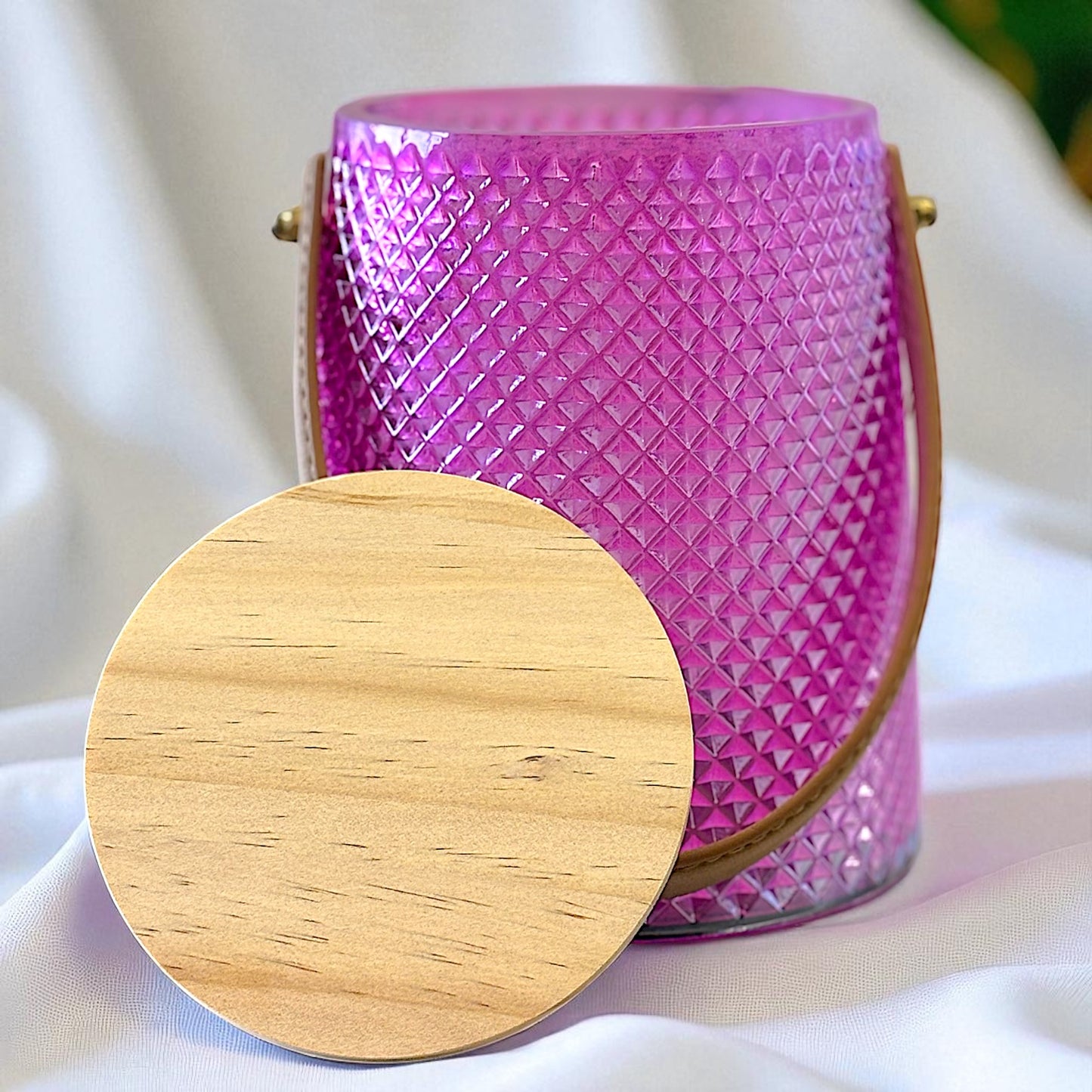 Decorative Outdoor Glass Candle Holder with Lid - Available in Multiple Colours.