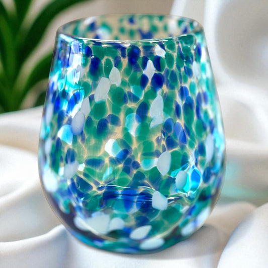 Stunning Large Glass Candle Vase - (unfilled) Light Blue Aqua