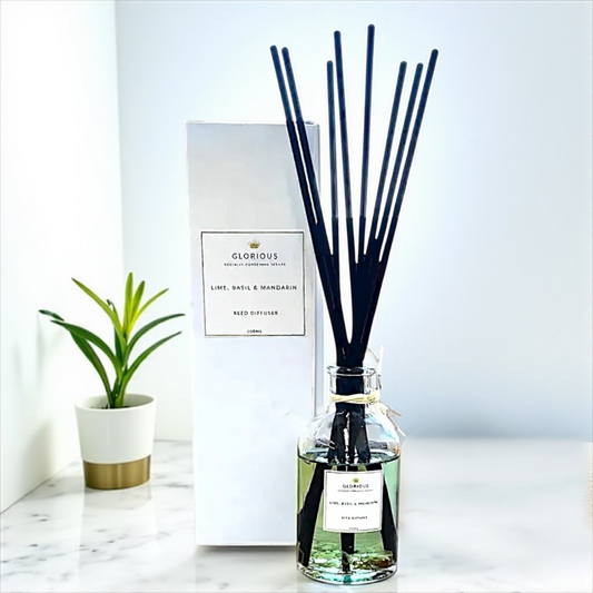 Lime Basil and Mandarin Luxury Reed Diffuser set